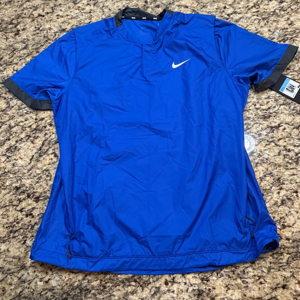 Nike Womens Short Sleeve Windbreaker Pullover Blue Size M ws